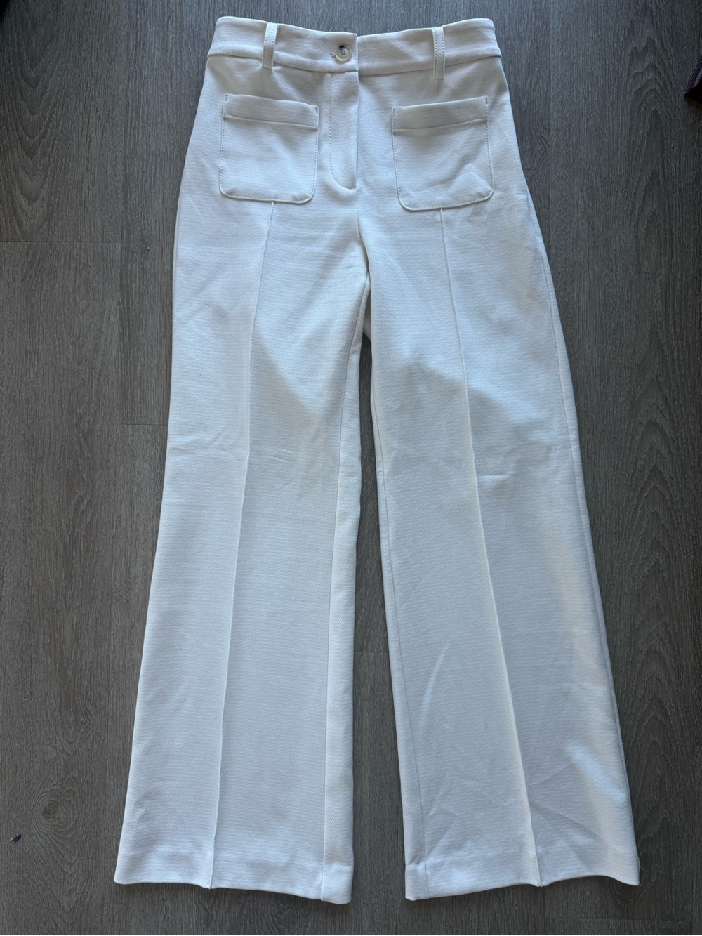 Ann Taylor Cream White Wide Leg Pleated Slack Pants Trousers for Office Size 6